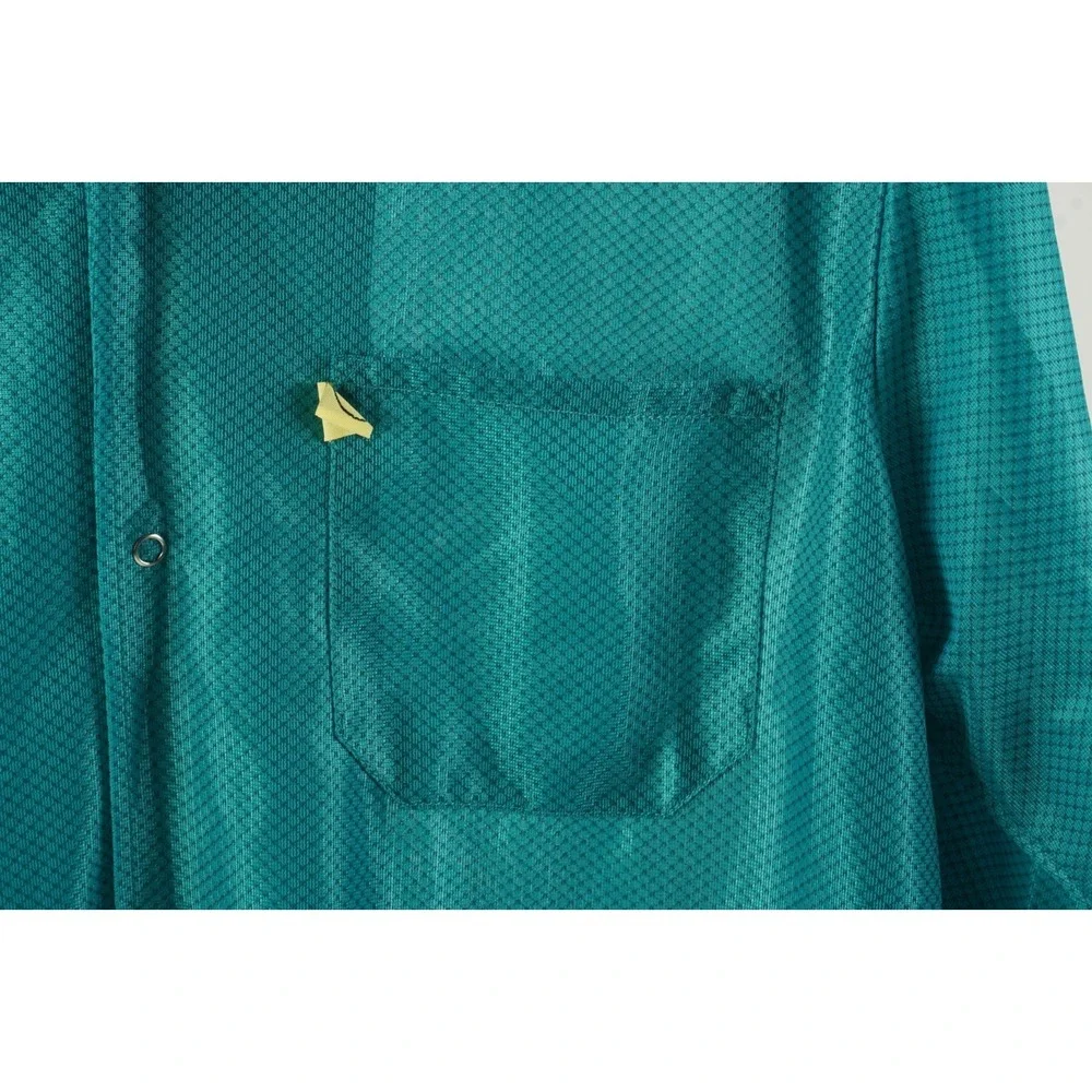 Vintage Shiny Rave & Clubbing Snap Front Shirt Jacket Mens Large Open Collar USA